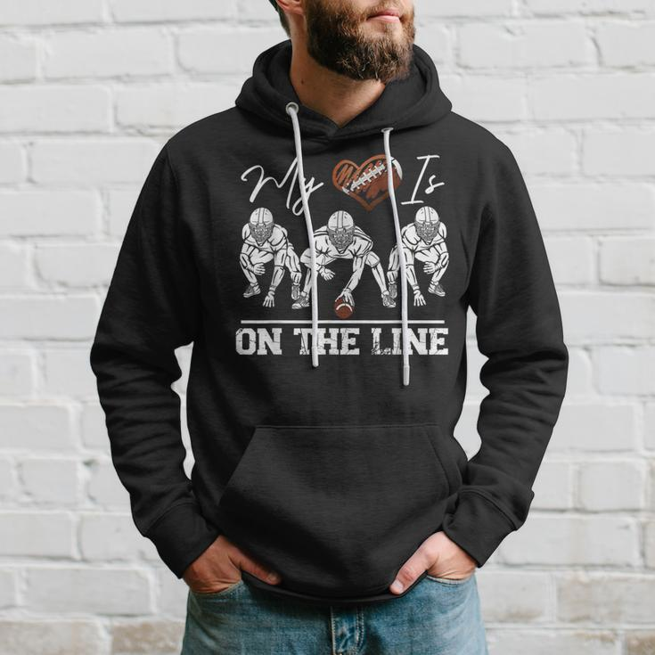 My Heart Is On The Line Offensive Lineman Vintage Football Hoodie Gifts for Him