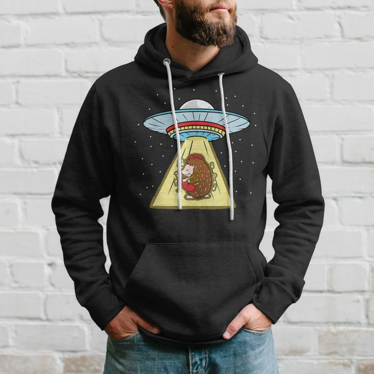 Hedgehog Playing Bagpipe Ufo Abduction Hoodie Gifts for Him