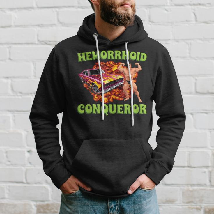 Hemorrhoid Conqueror Meme Weird Offensive Cringe Joke Hoodie Gifts for Him