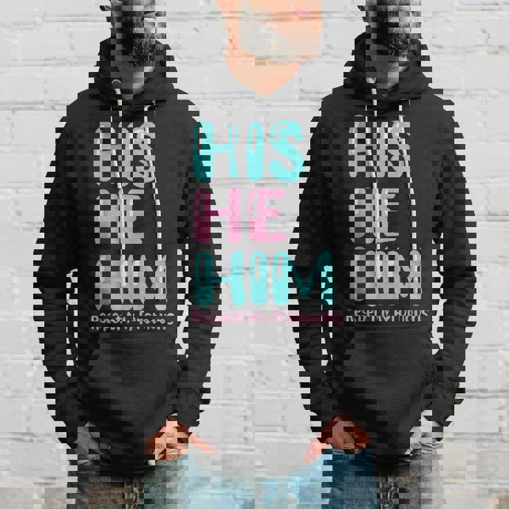 His He Him Respect My Pronouns Transgender Pride Trans Men Hoodie Gifts for Him