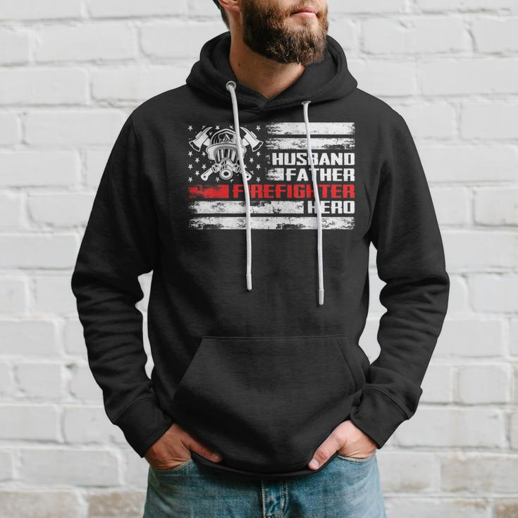 Husband Father Firefighter Hero For Fireman Dad Fathers Day Hoodie Gifts for Him