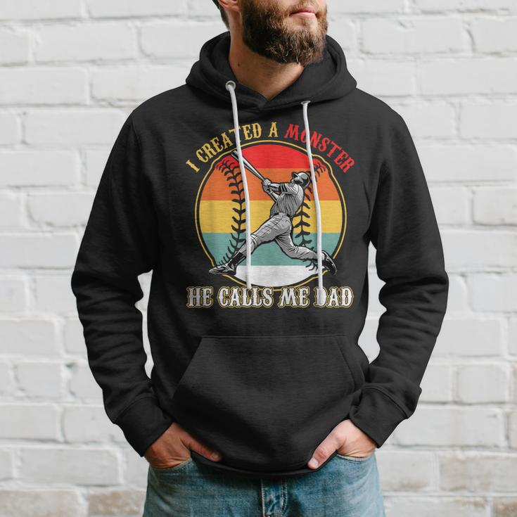 I Created A Monster He Call Me Dad Baseball Fathers Day Hoodie Gifts for Him