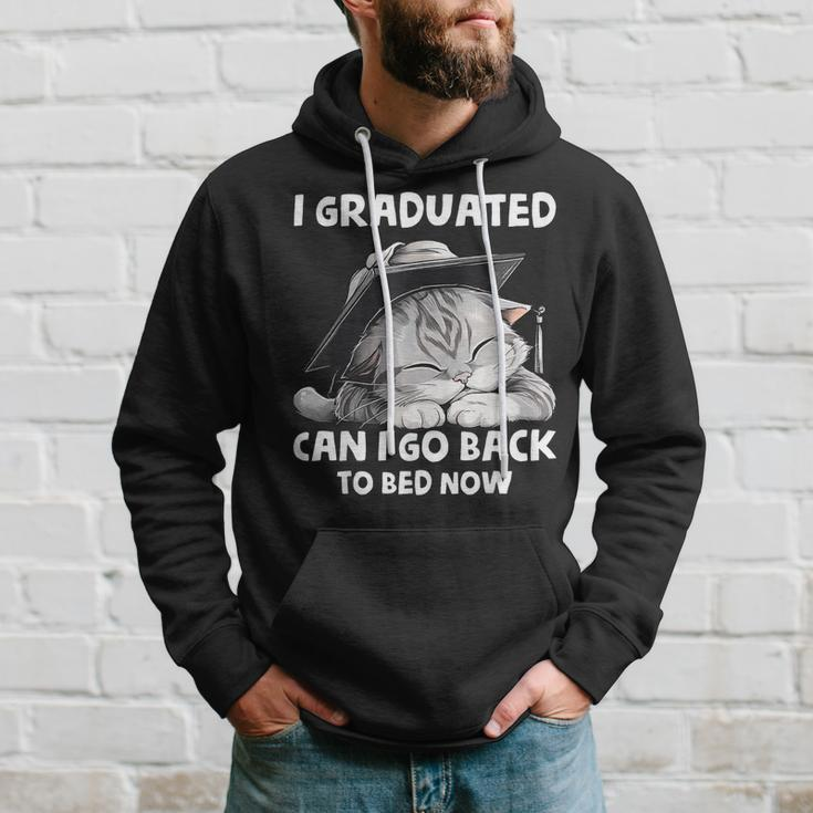 I Graduated Can I Go Back To Bed Now Graduation Cat Lover Hoodie Gifts for Him
