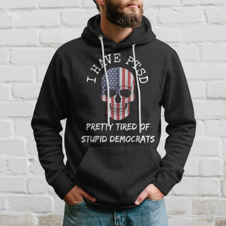 I Have Ptsd Pretty Tired Of Stupid Democrats American Skull Hoodie Gifts for Him