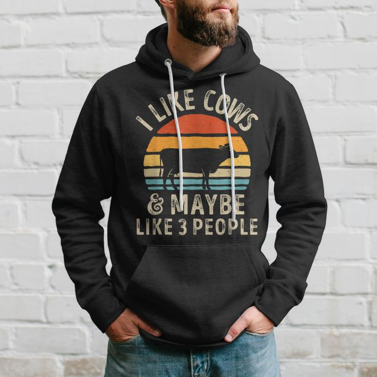 I Like Cows And Maybe Like 3 People Cow Farm Farmer Retro Hoodie Gifts for Him