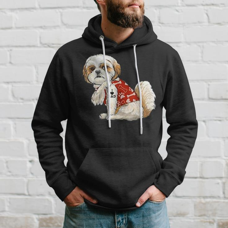 I Love Dad Tattoo Shih Tzu Dad Funny Fathers Day Gift Hoodie Gifts for Him