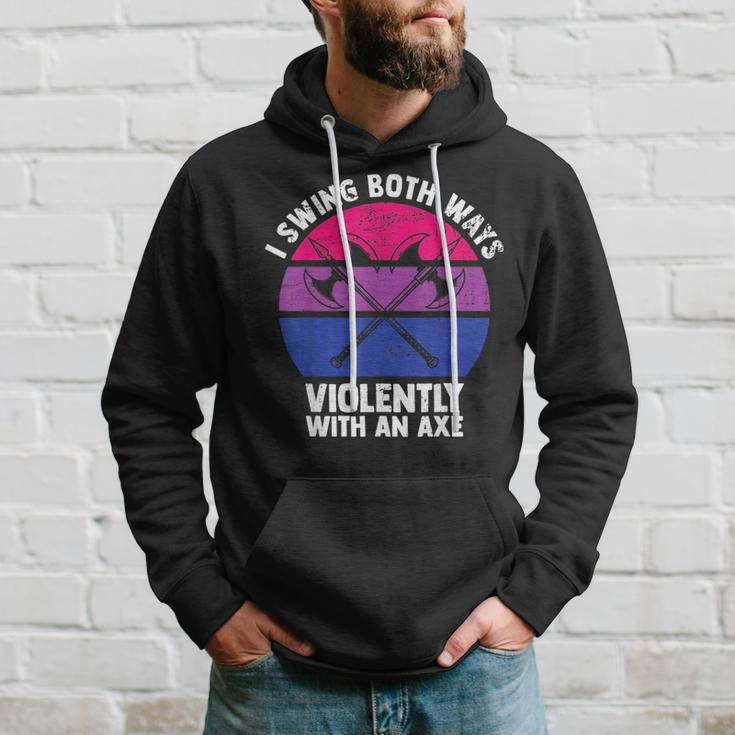 I Swing Both Ways With An Axe Bisexual Lgbt Pride Retro Hoodie Gifts for Him