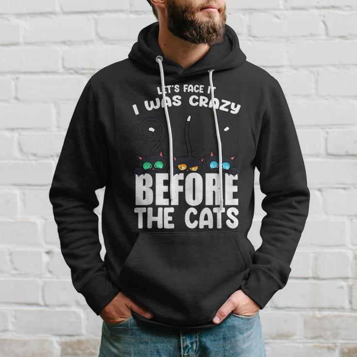 I Was Crazy Before The Cats Kitten Lover Funny Black Hoodie Gifts for Him