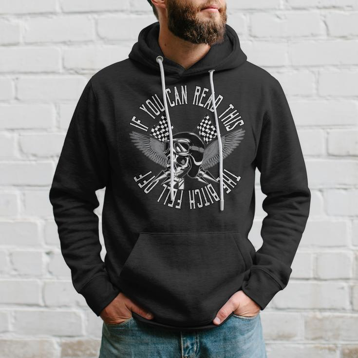 If You Can Read This The Bitch Fell Off Bikers Funny Skull Gift For Mens Hoodie Gifts for Him
