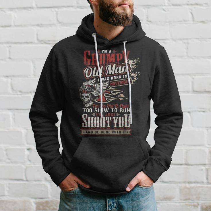 Im A Grumpy Old Man I Was Born In November Biker Dad Gifts Gift For Mens Hoodie Gifts for Him