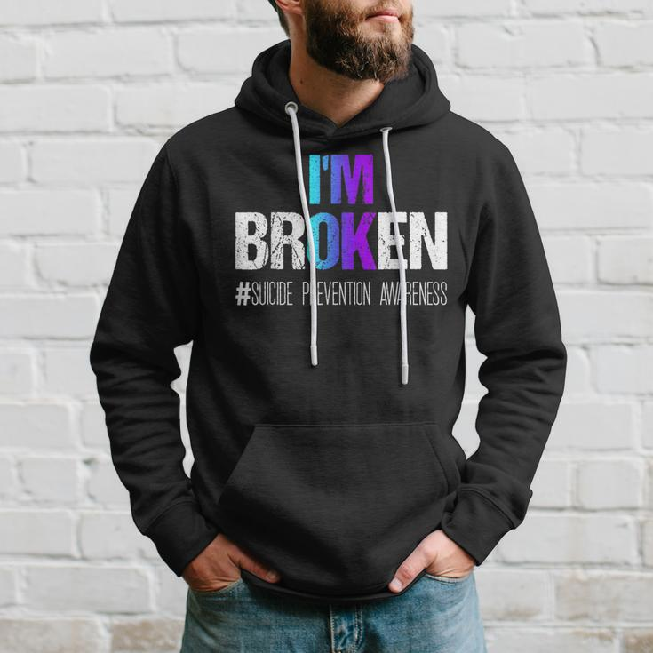 I'm Broken Wear Teal And Purple Suicide Prevention Awareness Hoodie Gifts for Him