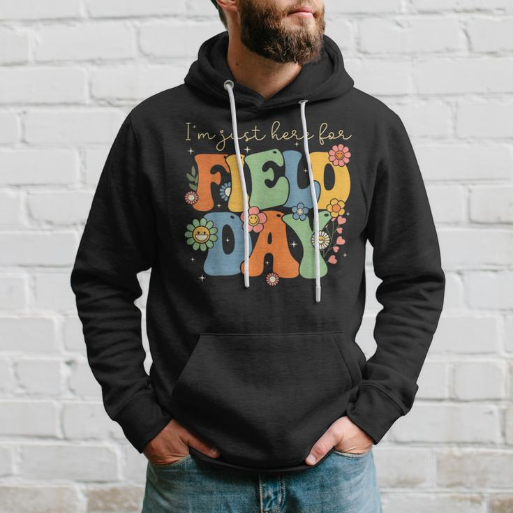 Im Just Here For Field Day Groovy Retro Last Day Of School Hoodie Gifts for Him