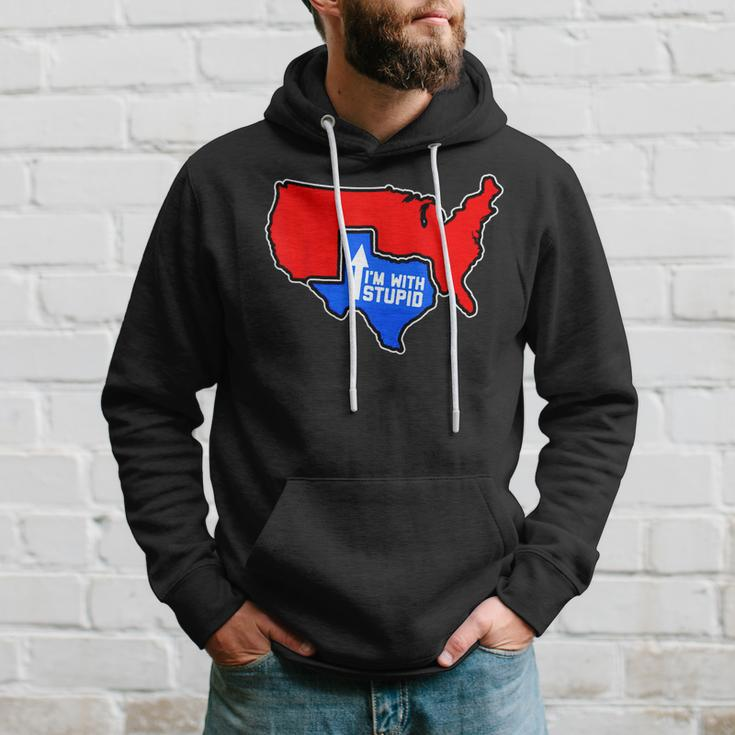 Im With Stupid Funny Texas Proud United State Map Jokes Hoodie Gifts for Him