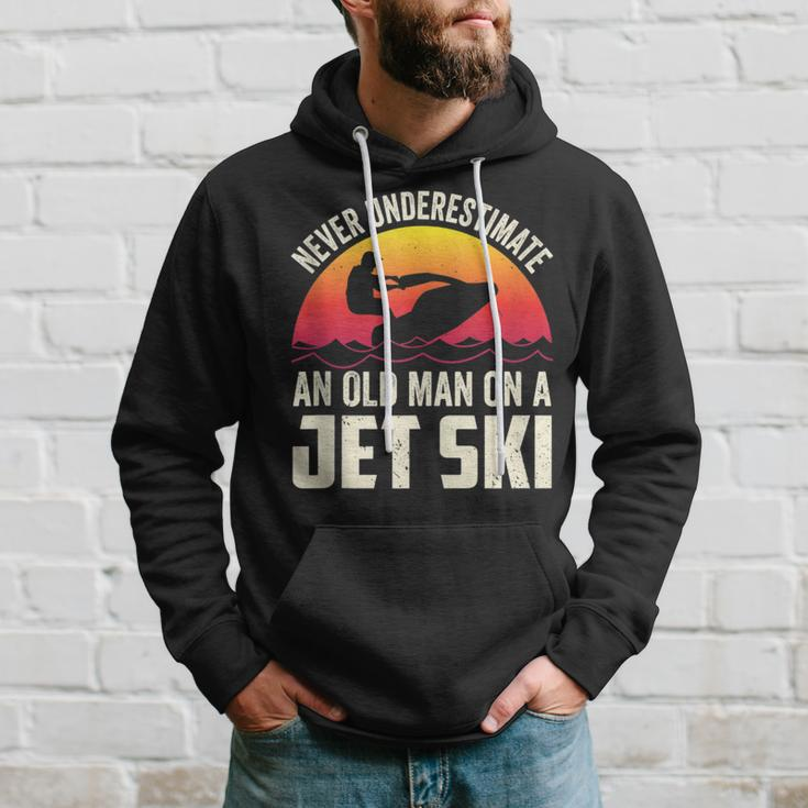 Jet-Ski Never Underestimate An Oldman Jet Ski Water Sports Hoodie Gifts for Him