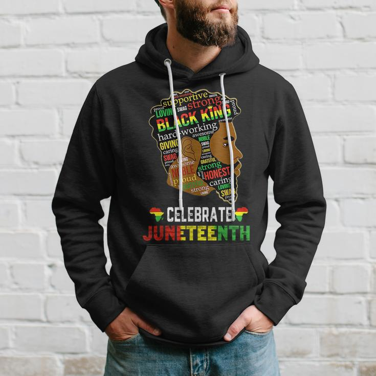 Junenth Celebrate 1865 Freedom Black King Fathers Day Men Hoodie Gifts for Him