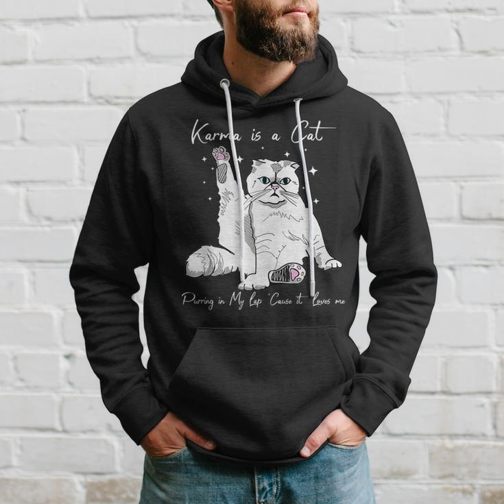 Karma-Is A Cat-Purring In My-Lap-Cause It Loves-Me-Cat-Lover Hoodie Gifts for Him