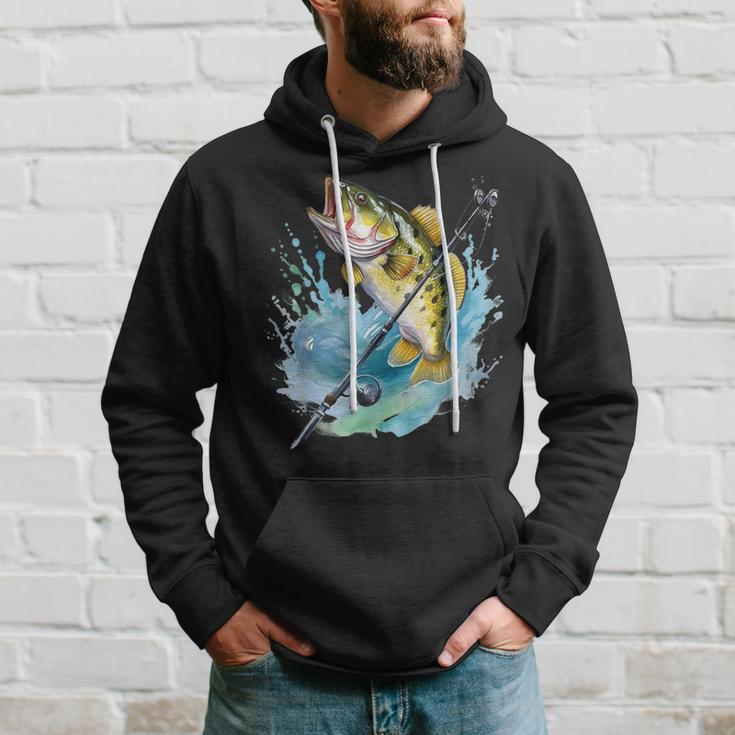 Large Mouth Bass Fish Funny Fishing Fisherman Men Boys Hoodie Gifts for Him