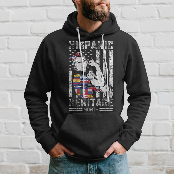 Latin Countries Hands Heart Flags Hispanic Heritage Month Hoodie Gifts for Him