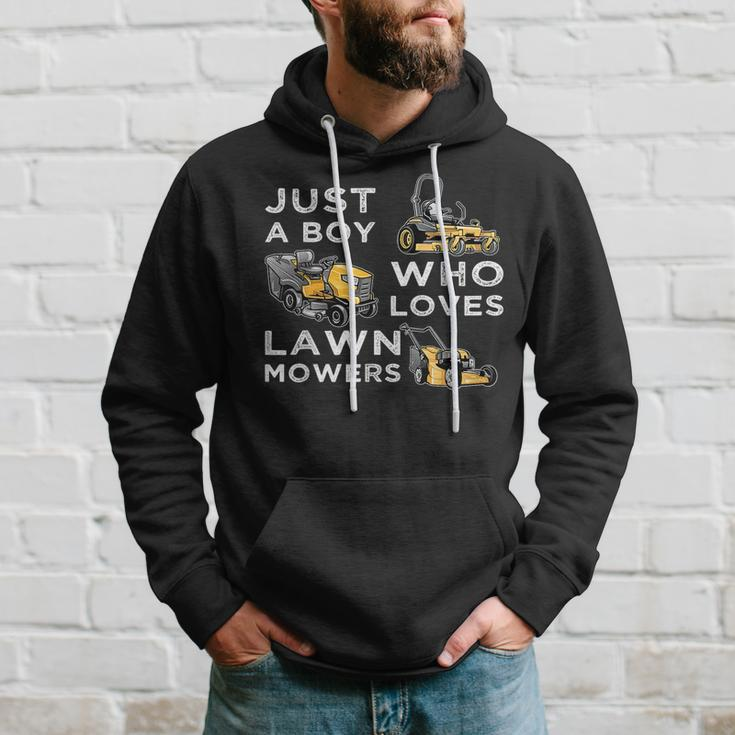 Lawn Mowing Lover For Kids Just A Boy Who Loves Lawn Mowers Hoodie Gifts for Him