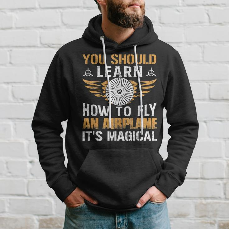 Learn How To Fly An Airplane Pilot Aviation Graphic Hoodie Gifts for Him