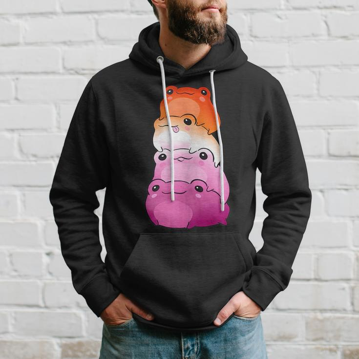 Lesbian Flag Color Frog Subtle Lgbtq Sapphic Pride Aesthetic Hoodie Gifts for Him
