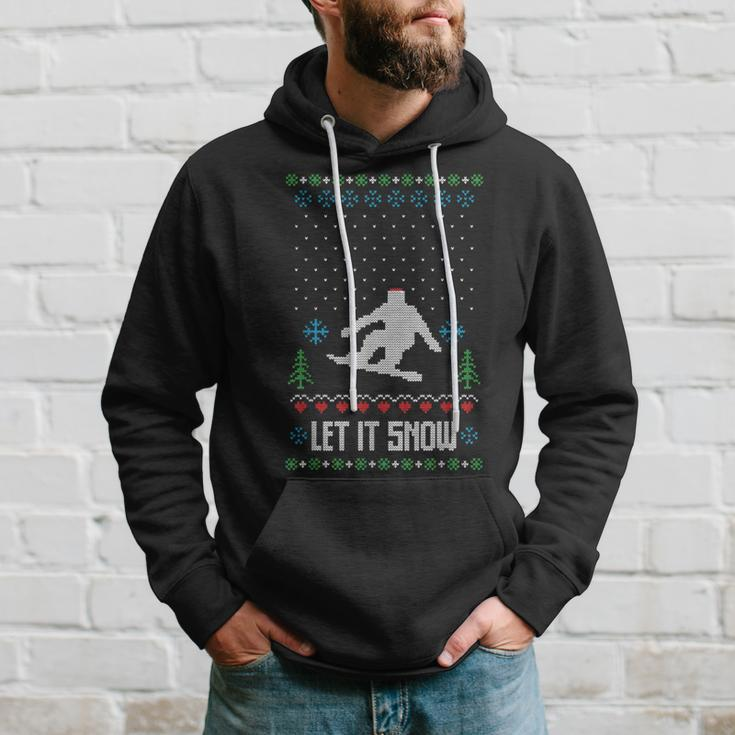 Let It Snow Ugly Christmas Apparel Snowboard Hoodie Gifts for Him