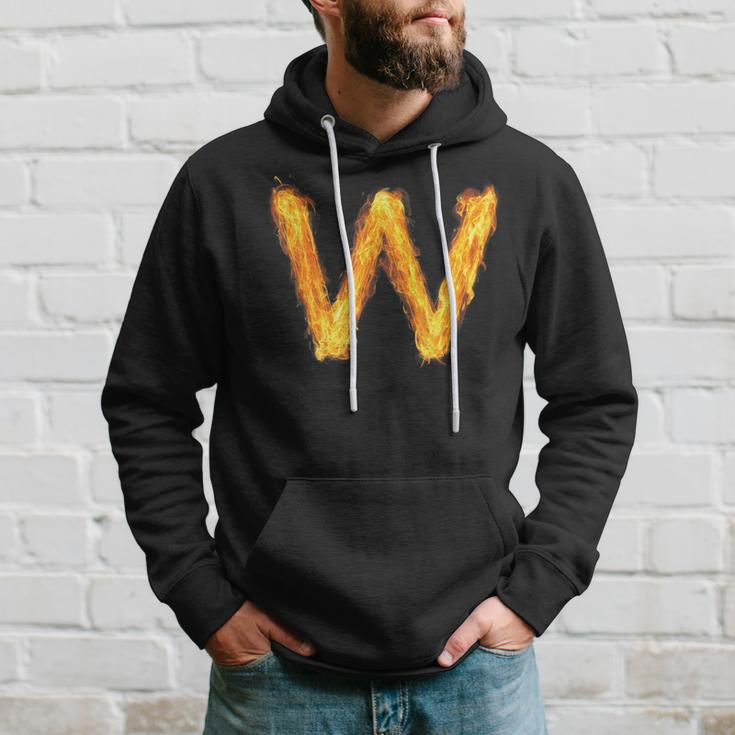 Letter W Sign Alphabet Last Name Consonants Fire Flame Gift Hoodie Gifts for Him