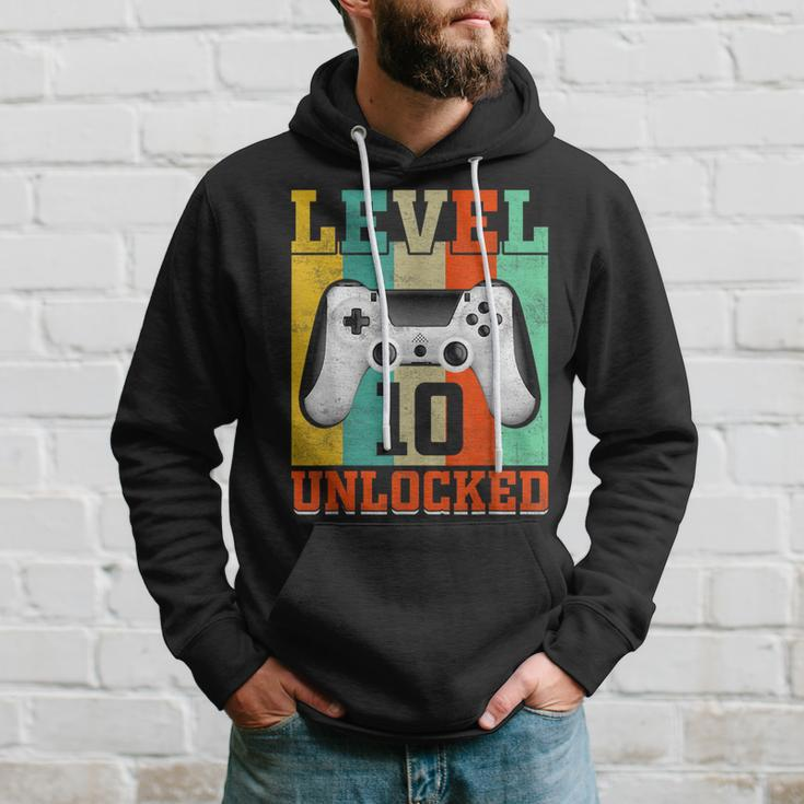 Level 10 Unlocked Birthday For Boys 10 Years Old Gamer Bday Hoodie Gifts for Him