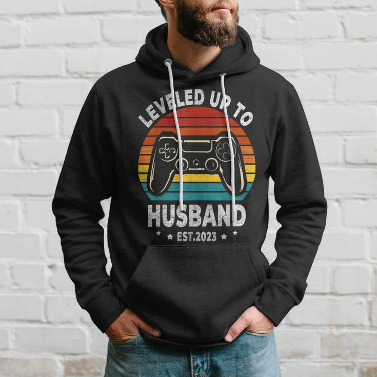 Leveled Up To Husband Est 2023 Newly Married Bachelor Party Hoodie Gifts for Him