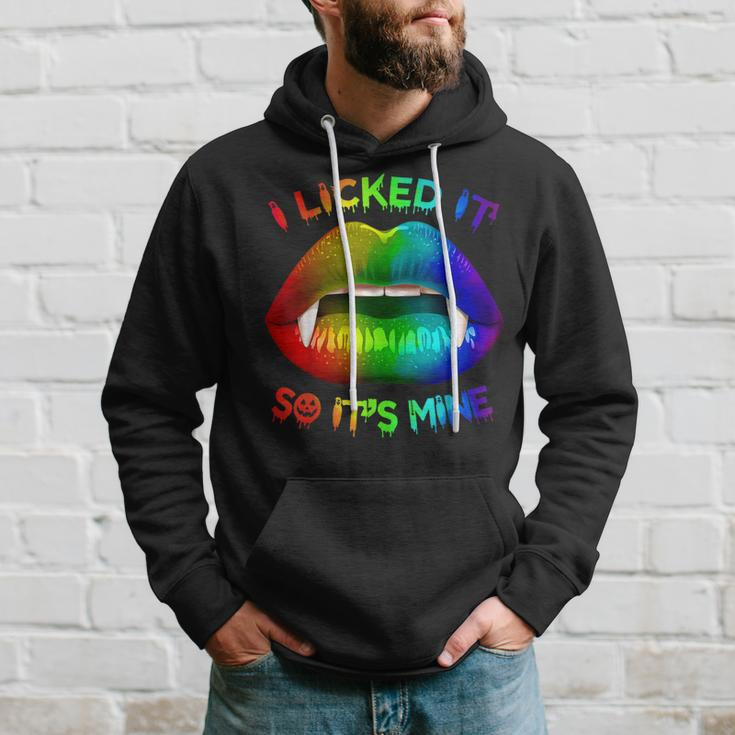 I Licked It So Its Mine Lgbt Gay Pride Mouth Lips Hoodie Gifts for Him