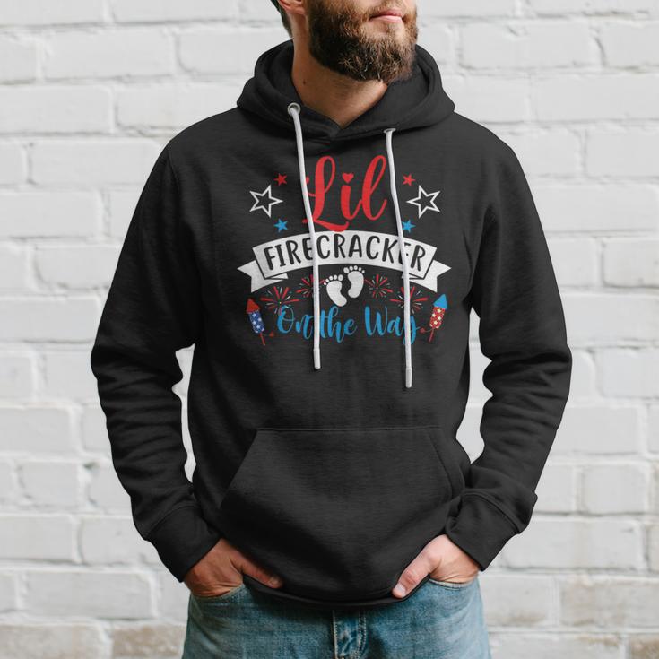 Lil Firecracker On The Way Cute 4Th Of July Pregnancy Hoodie Gifts for Him