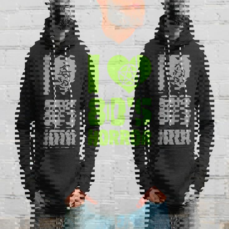 I Love 80S Horror Heart Pentagram Scary Movie Retro Vintage Scary Movie Hoodie Gifts for Him