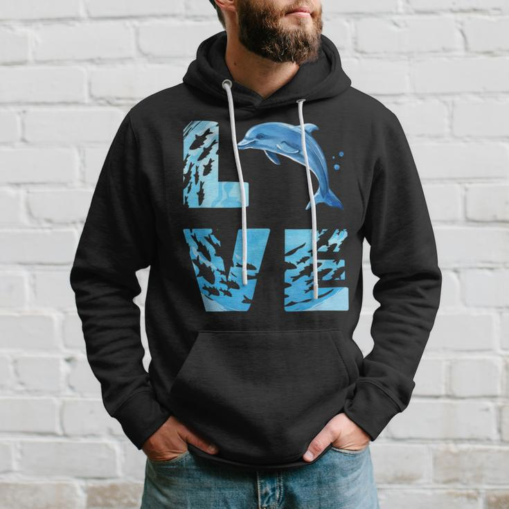 Love Bottlenose Dolphin Whale Sea Animals Marine Mammal Hoodie Gifts for Him