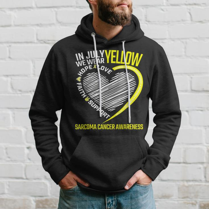 Love Hope Faith July We Wear Yellow Sarcoma Cancer Awareness Hoodie Gifts for Him