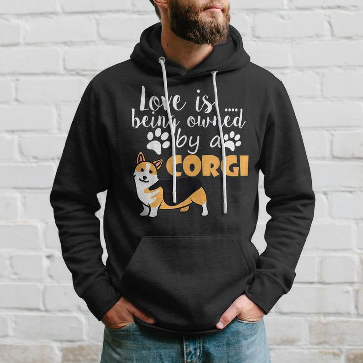 Love Is Being Owned By A Corgi Funny Love Hoodie Gifts for Him
