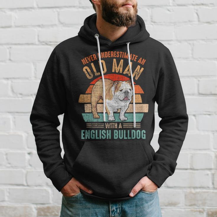Mb Never Underestimate An Old Man With English Bulldog Hoodie Gifts for Him