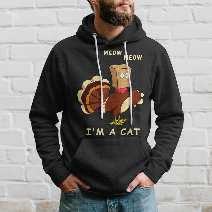 Meow I'm Cat Turkey Fake Cat Cat Lover Thanksgiving Hoodie Gifts for Him
