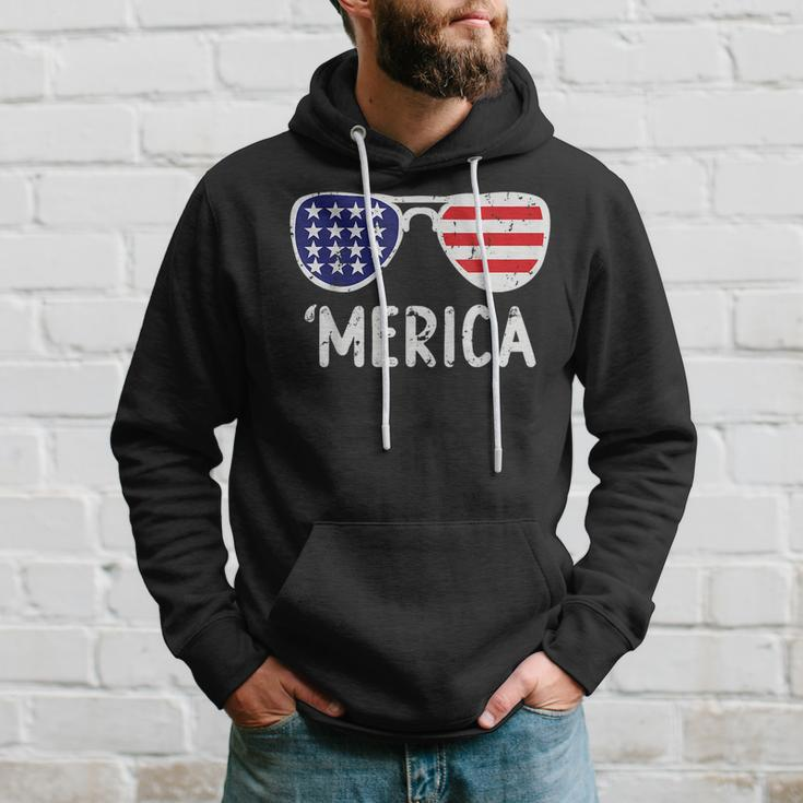 Merica American Flag Sunglasses Patriotic 4Th Of July Hoodie Gifts for Him