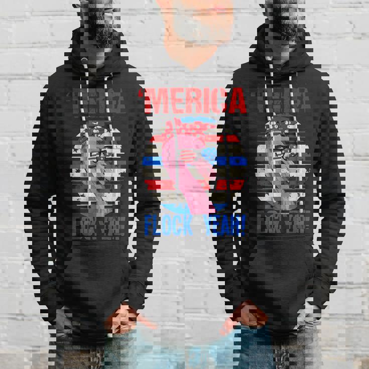 Merica Flock Yeah 4Th July Funny Patriotic Flamingo 1 Hoodie Gifts for Him