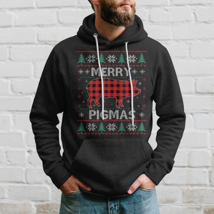 Merry Pigmas Christmas Pig Red Plaid Ugly Sweater Xmas Hoodie Gifts for Him