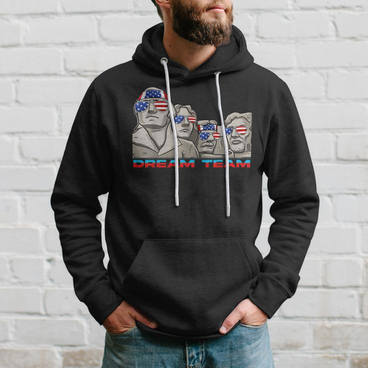 Mount Rushmore 4Th Of July Funny Patriotic Presidents Team 1 Hoodie Gifts for Him