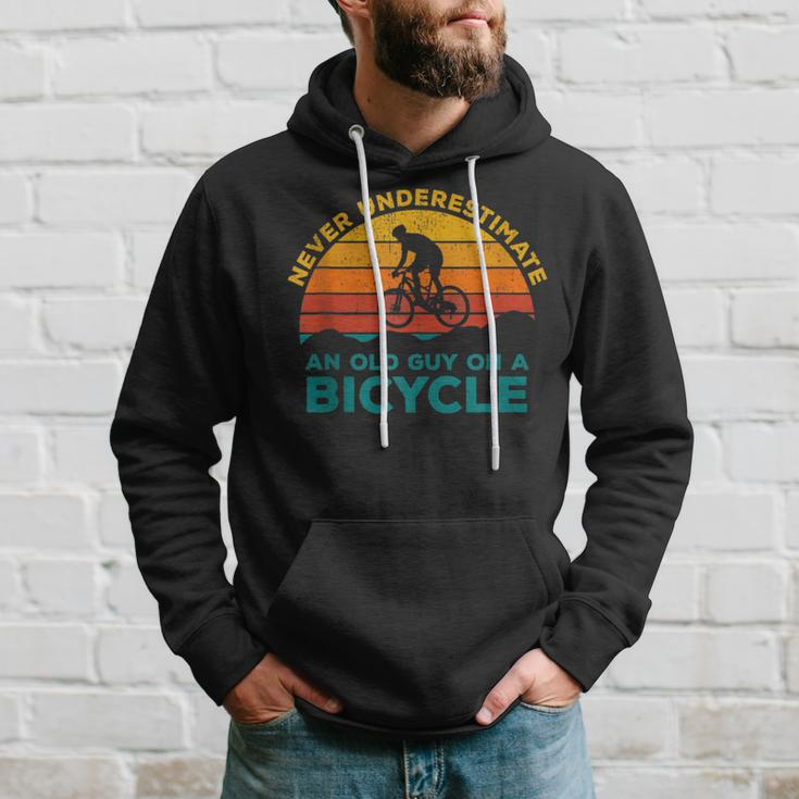 Mountain Bike Never Underestimate An Old Guy On A Bicycle Hoodie Gifts for Him