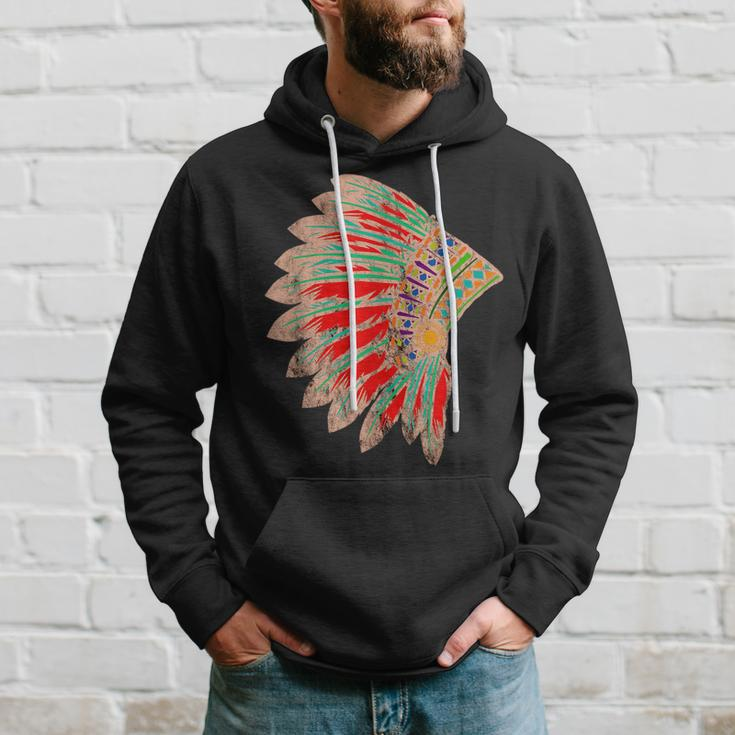 Native American Indian Tribes Feather Headdress Pride Chief Hoodie Gifts for Him