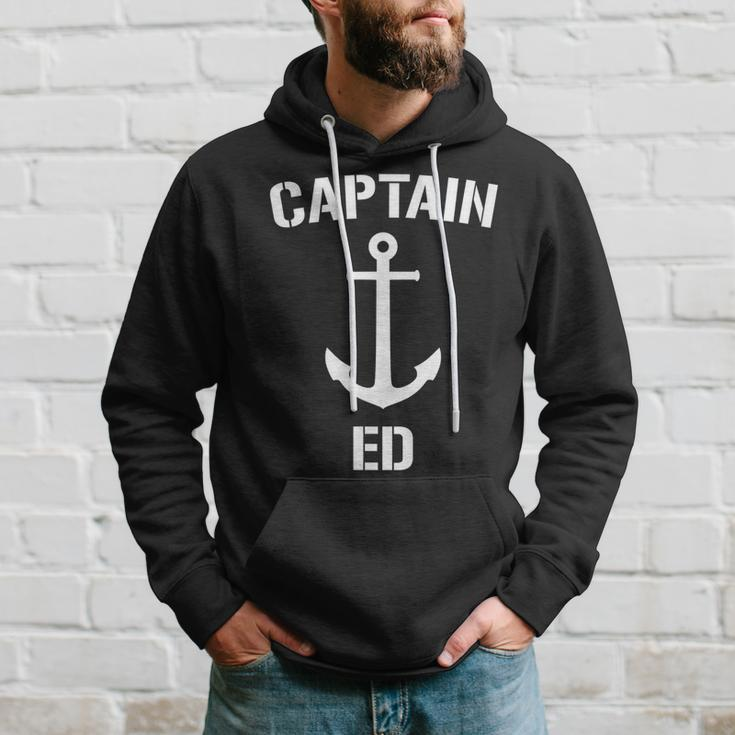 Nautical Captain Ed Personalized Boat Anchor Hoodie Gifts for Him