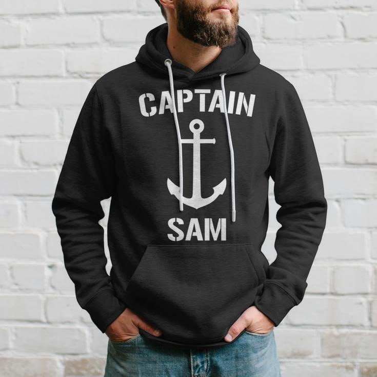 Nautical Captain Sam Personalized Boat Anchor Hoodie Gifts for Him