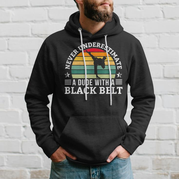 Never Underestimate A Dude With A Black Belt Karate Karate Funny Gifts Hoodie Gifts for Him