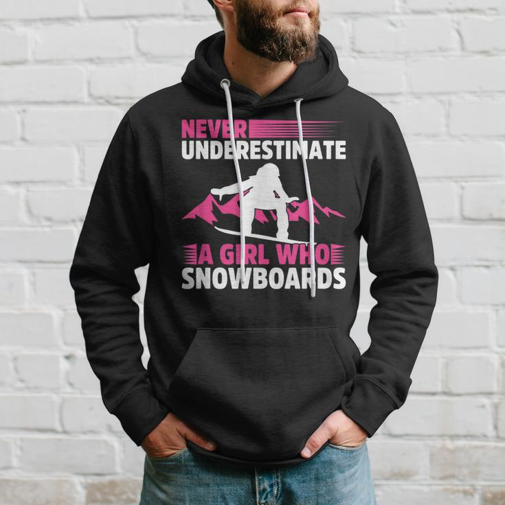 Never Underestimate A Girl Snowboard Snowboarder Wintersport Hoodie Gifts for Him