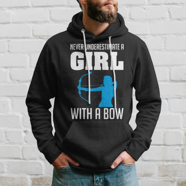 Never Underestimate A Girl With A Bow Archers Archery Girls Archery Funny Gifts Hoodie Gifts for Him