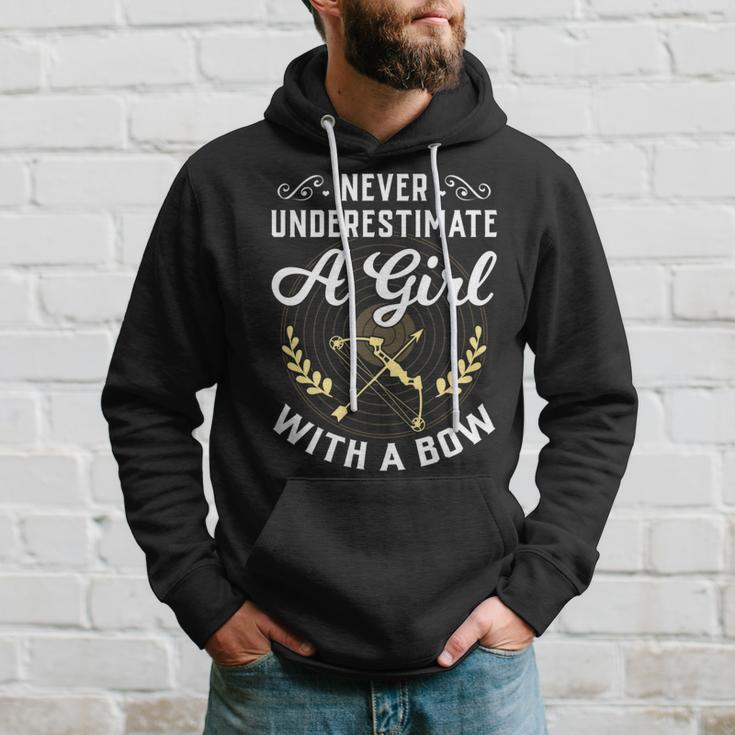 Never Underestimate A Girl With A Bow Archery Funny Gift Archery Funny Gifts Hoodie Gifts for Him