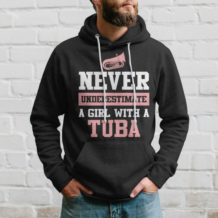 Never Underestimate A Girl With A Tuba Funny Tuba Hoodie Gifts for Him